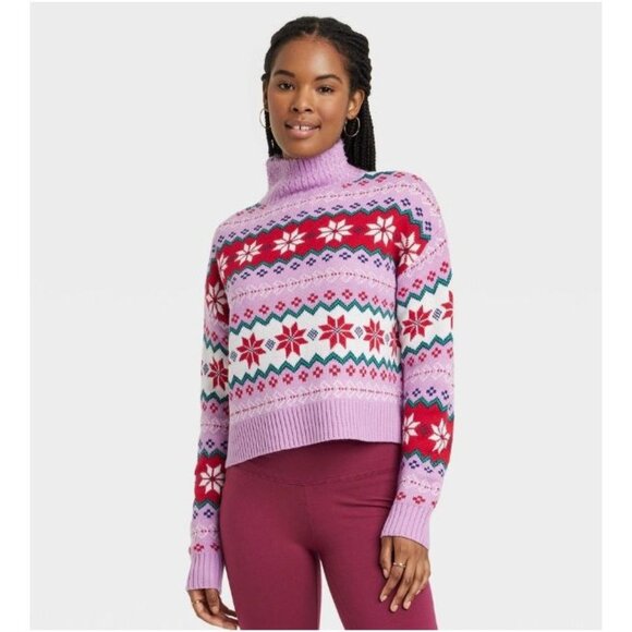 33 Degrees Women's Argyle Graphic Sweater Purple Size XL - Picture 1 of 6